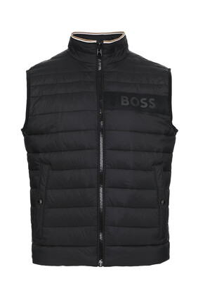 Water-Repellent Padded Gilet With 3D Logo Tape